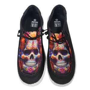 NWOT Skull Graphic Flat Slip On Shoes Shoes